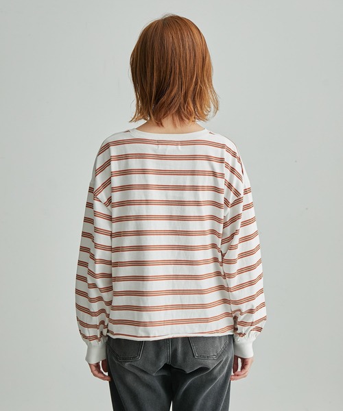 ROPE' PICNIC(ロペピクニック)の「【一部店舗限定】クレリック長袖ボーダーカットトップス(Tシャツ/カットソー・レディース・ホワイト/チャコールグレー/ダークパープル/グリーン系その他2・38)」の8枚目の写真