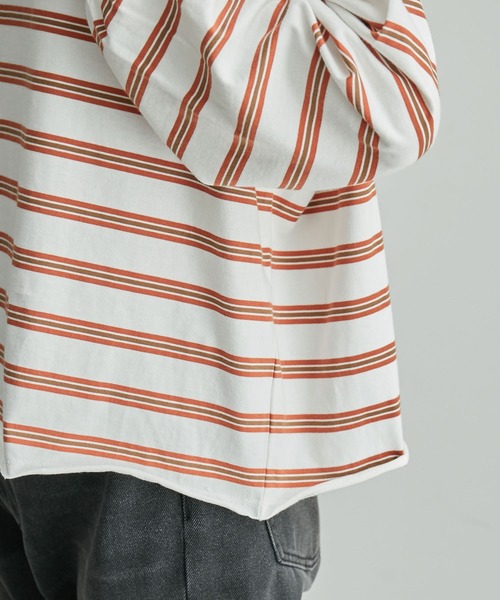 ROPE' PICNIC(ロペピクニック)の「【一部店舗限定】クレリック長袖ボーダーカットトップス(Tシャツ/カットソー・レディース・ホワイト/チャコールグレー/ダークパープル/グリーン系その他2・38)」の11枚目の写真