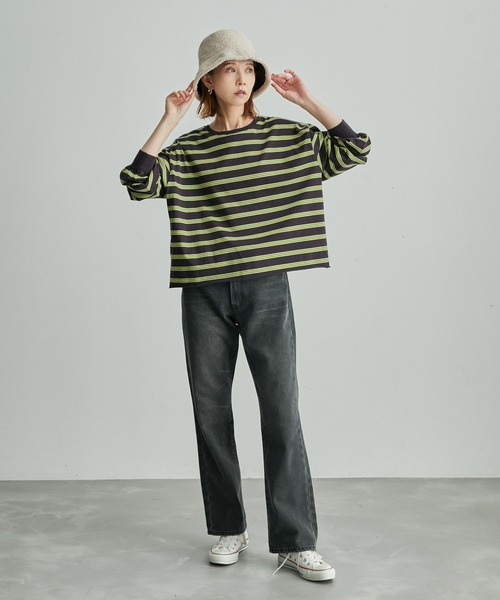 ROPE' PICNIC(ロペピクニック)の「【一部店舗限定】クレリック長袖ボーダーカットトップス(Tシャツ/カットソー・レディース・ホワイト/チャコールグレー/ダークパープル/グリーン系その他2・38)」の18枚目の写真