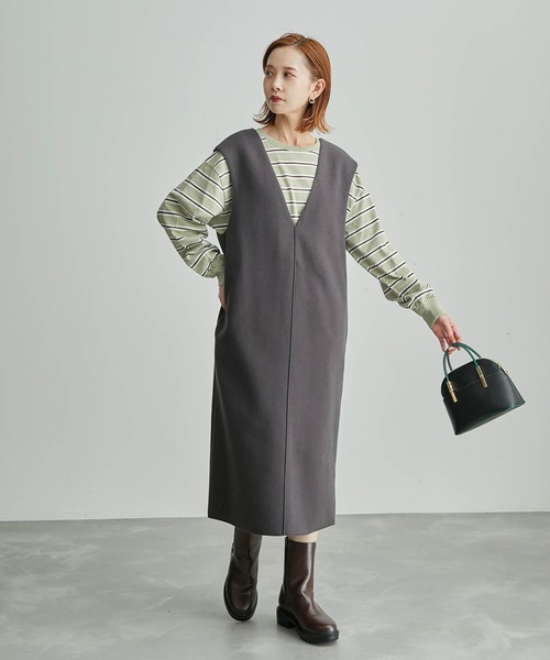 ROPE' PICNIC(ロペピクニック)の「【一部店舗限定】クレリック長袖ボーダーカットトップス(Tシャツ/カットソー・レディース・ホワイト/チャコールグレー/ダークパープル/グリーン系その他2・38)」の10枚目の写真