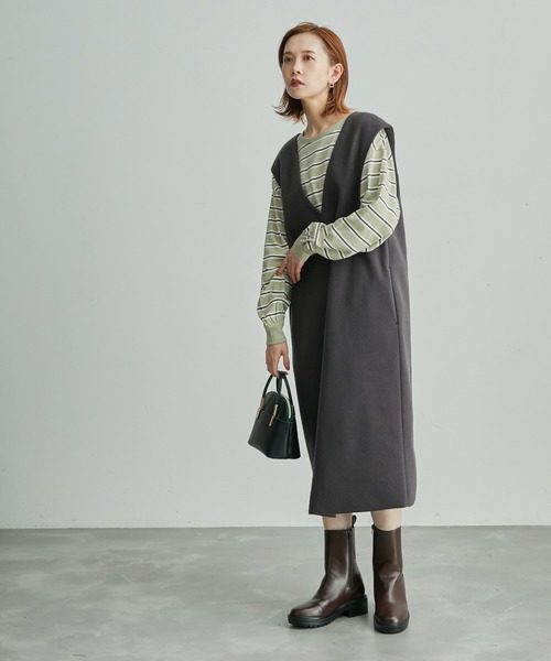 ROPE' PICNIC(ロペピクニック)の「【一部店舗限定】クレリック長袖ボーダーカットトップス(Tシャツ/カットソー・レディース・ホワイト/チャコールグレー/ダークパープル/グリーン系その他2・38)」の21枚目の写真