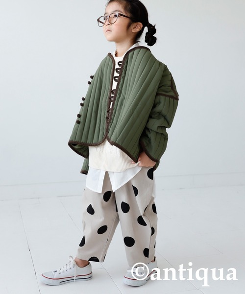 antiqua（アンティカ）の「レトロな雰囲気♪ドット柄サーカスパンツ（その他パンツ・キッズ・ブラック/ベージュ/ブラック系その他・130/140/150/160）」の4枚目の写真
