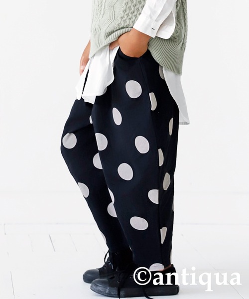 antiqua（アンティカ）の「レトロな雰囲気♪ドット柄サーカスパンツ（その他パンツ・キッズ・ブラック/ベージュ/ブラック系その他・130/140/150/160）」の18枚目の写真