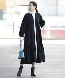 Ray BEAMS | Ray BEAMS / バイカラー ギャザー ワンピース(ワンピース)