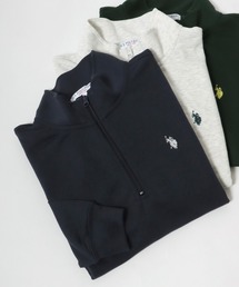 U.S.POLO ASSN. ワンポイントロゴ刺繍 ハーフジップ 長袖 スウェットトップス/無地 プルオーバートレーナー/メンズ レディース