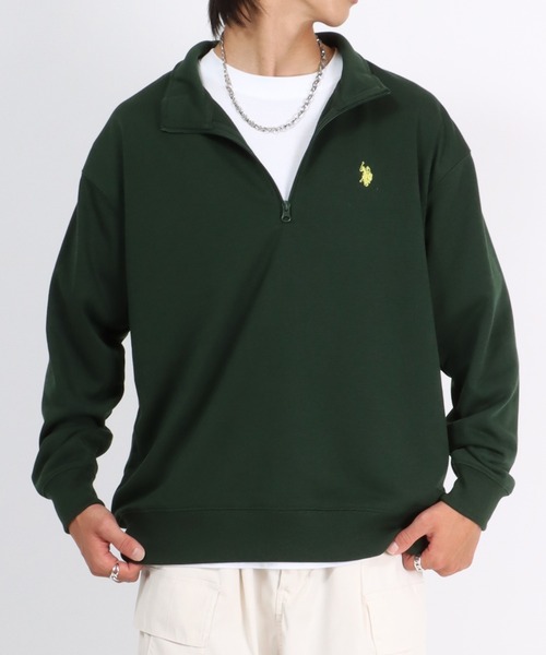 U.S. POLO ASSN.(ユーエスポロアッスン)の「U.S.POLO ASSN. ワンポイントロゴ刺繍 ハーフジップ 長袖 スウェットトップス/無地 プルオーバートレーナー/メンズ レディース(スウェット・メンズ・ホワイト/アッシュグレー/ブラック/ネイビー/グレー/グリーン・LL/M/L)」の22枚目の写真
