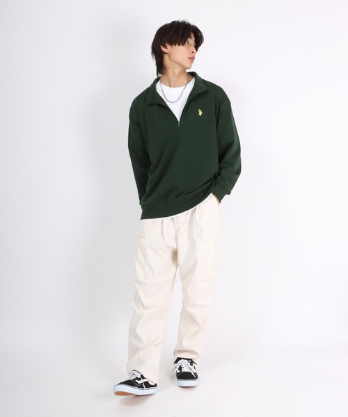 U.S. POLO ASSN.(ユーエスポロアッスン)の「U.S.POLO ASSN. ワンポイントロゴ刺繍 ハーフジップ 長袖 スウェットトップス/無地 プルオーバートレーナー/メンズ レディース(スウェット・メンズ・ホワイト/アッシュグレー/ブラック/ネイビー/グレー/グリーン・LL/M/L)」の19枚目の写真
