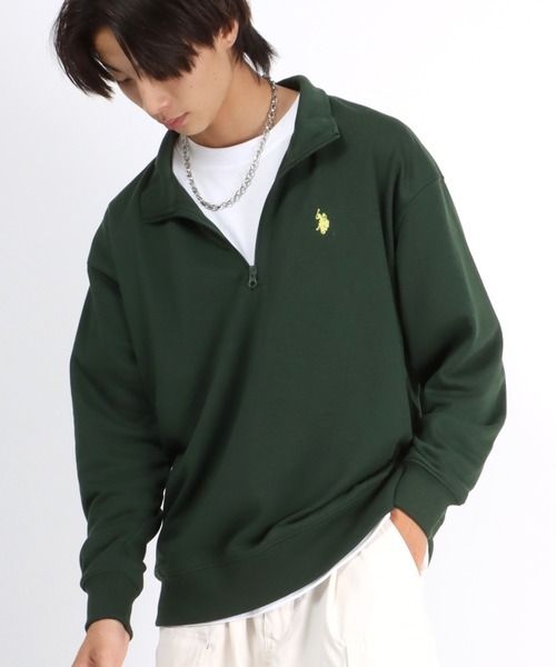 U.S. POLO ASSN.(ユーエスポロアッスン)の「U.S.POLO ASSN. ワンポイントロゴ刺繍 ハーフジップ 長袖 スウェットトップス/無地 プルオーバートレーナー/メンズ レディース(スウェット・メンズ・ホワイト/アッシュグレー/ブラック/ネイビー/グレー/グリーン・LL/M/L)」の21枚目の写真