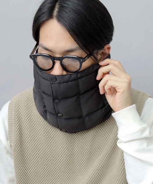 A.M.S.（エーエムエス）の「撥水 ポリエステル 裏フリース 中綿ブロック ハイネックウォーマー（ネックウォーマー/スヌード・メンズ・カーキ/グレー/ブラック・FREE）」の7枚目の写真