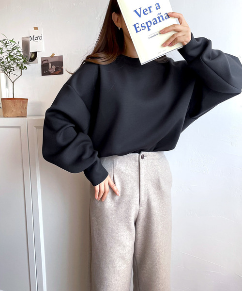 Java(ジャバ)の「【9月中旬再入荷!予約受付中】《JaVaジャバ コラボ》 滑らか& 艶やか。 ゆったり ダンボール ニット オーバーサイズ スウェット(プルオーバー)(スウェット・レディース・グレイッシュブルー/ブラック/グレイッシュベージュ/ブラウン/杢グレー・LARGE/MEDIUM/SMALL/X-LARGE)」の14枚目の写真
