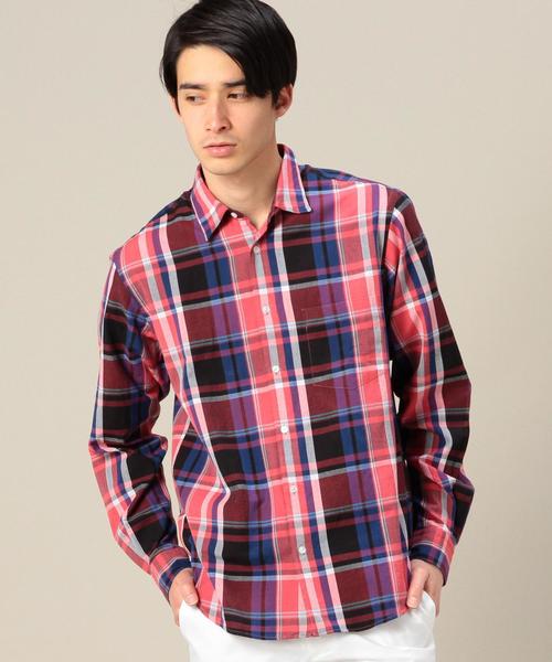 BEAUTY&YOUTH UNITED ARROWS(ビューティーアンドユースユナイテッドアローズ)の「BY マドラスチェックシャツ◆(シャツ/ブラウス・メンズ・ブラウン/レッド/コバルトブルー・SMALL/LARGE/MEDIUM/X-LARGE/X-SMALL)」の1枚目の写真