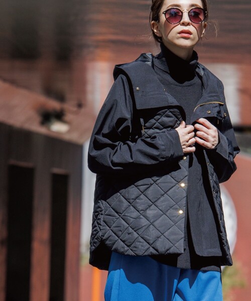 OPAQUE.CLIP（オペークドットクリップ）の「◆【4way】キルトライナー付 マウンテンパーカ（ブルゾン・レディース・ライトベージュ/ブラック/カーキ・38/40/42/36）」の21枚目の写真