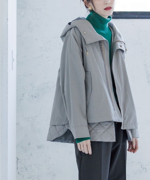 OPAQUE.CLIP（オペークドットクリップ）の「◆【4way】キルトライナー付 マウンテンパーカ（ブルゾン・レディース・ライトベージュ/ブラック/カーキ・38/40/42/36）」の9枚目の写真