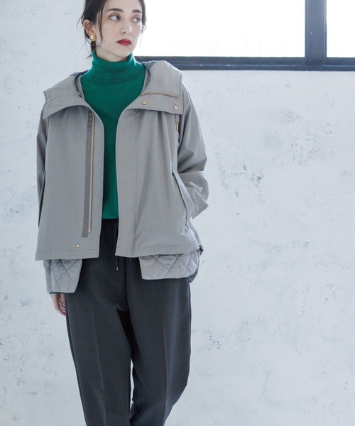 OPAQUE.CLIP（オペークドットクリップ）の「◆【4way】キルトライナー付 マウンテンパーカ（ブルゾン・レディース・ライトベージュ/ブラック/カーキ・38/40/42/36）」の11枚目の写真