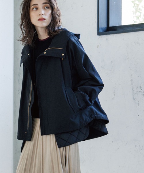 OPAQUE.CLIP（オペークドットクリップ）の「◆【4way】キルトライナー付 マウンテンパーカ（ブルゾン・レディース・ライトベージュ/ブラック/カーキ・38/40/42/36）」の4枚目の写真