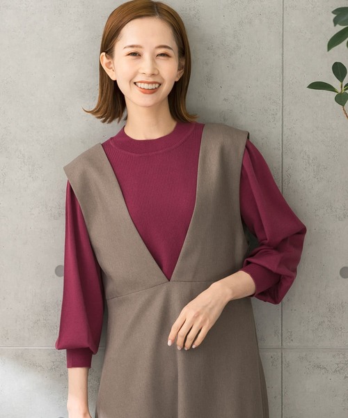 URBAN RESEARCH ROSSO（アーバンリサーチロッソ）の「メリノウール混パフスリーブリブニット（ニット/セーター・レディース・ネイビー/オフホワイト/ピンク系その他・FREE）」の3枚目の写真