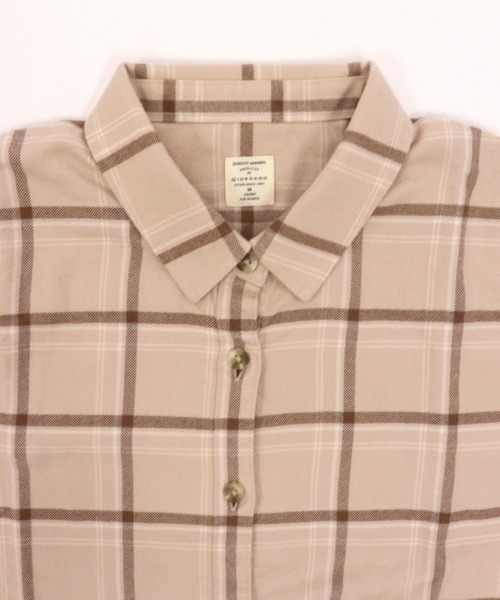 GIORDANO（ジョルダーノ）の「[ GIORDANO ]ライトタッチフランネルシャツ（シャツ/ブラウス・レディース・ピンク/ホワイト/ブラウン・MEDIUM/LARGE）」の5枚目の写真