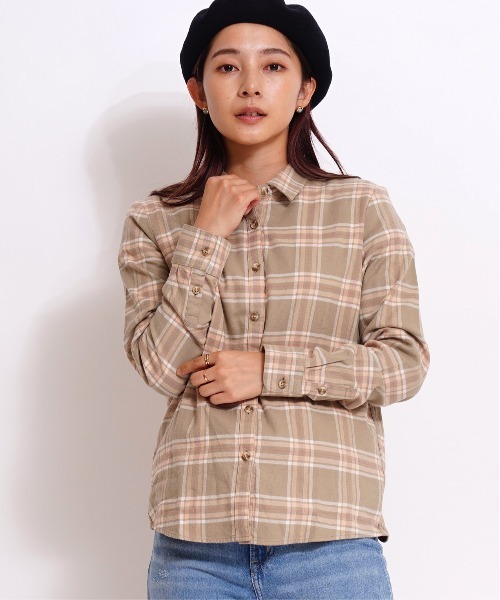 GIORDANO（ジョルダーノ）の「[ GIORDANO ]ライトタッチフランネルシャツ（シャツ/ブラウス・レディース・ピンク/ホワイト/ブラウン・MEDIUM/LARGE）」の16枚目の写真