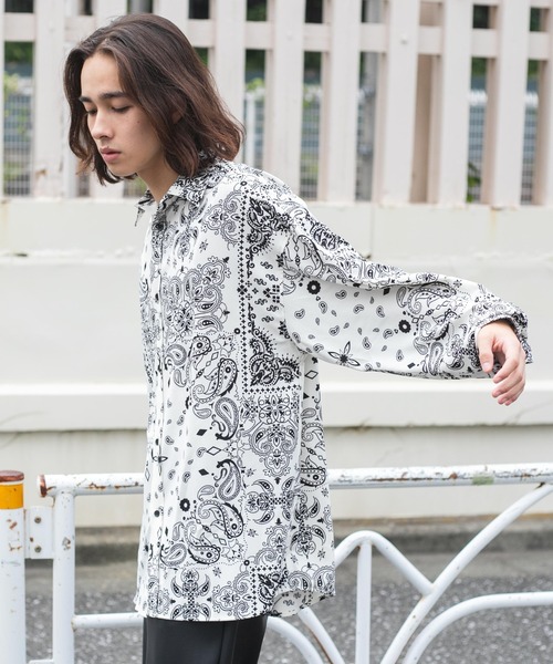 WEGO（ウィゴー）の「WEGO/ペイズリーBIGシャツ（シャツ/ブラウス・メンズ・ホワイト/ブラック・MEDIUM/LARGE）」の21枚目の写真