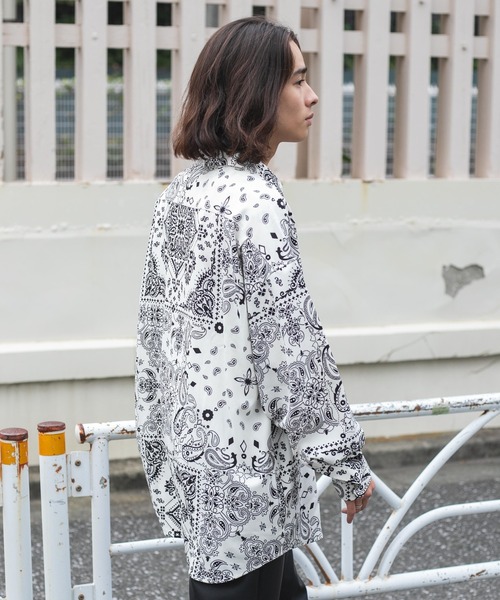 WEGO（ウィゴー）の「WEGO/ペイズリーBIGシャツ（シャツ/ブラウス・メンズ・ホワイト/ブラック・MEDIUM/LARGE）」の16枚目の写真