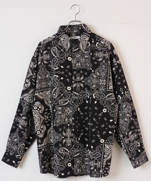 WEGO（ウィゴー）の「WEGO/ペイズリーBIGシャツ（シャツ/ブラウス・メンズ・ホワイト/ブラック・MEDIUM/LARGE）」の9枚目の写真