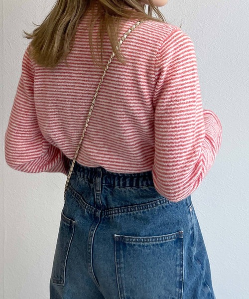 w closet（ダブルクローゼット）の「マイクロボーダーハイネックニットプルオーバー（ニット/セーター・レディース・グリーン系その他/ラベンダー/レッド系その他/ホワイト×イエロー・FREE）」の12枚目の写真