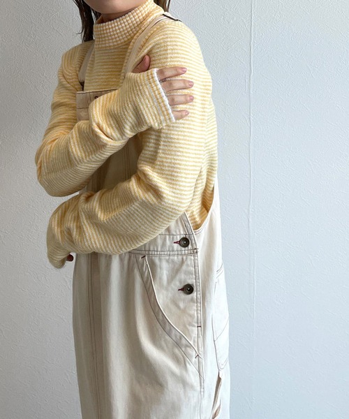 w closet（ダブルクローゼット）の「マイクロボーダーハイネックニットプルオーバー（ニット/セーター・レディース・グリーン系その他/ラベンダー/レッド系その他/ホワイト×イエロー・FREE）」の21枚目の写真