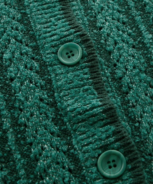 Chaco closet（チャコ クローゼット）の「ブークレケーブル編みバイカラーデザインカーディガン（カーディガン/ボレロ・レディース・ベージュ/グリーン/レッド/ブラック/ブルー・FREE）」の20枚目の写真