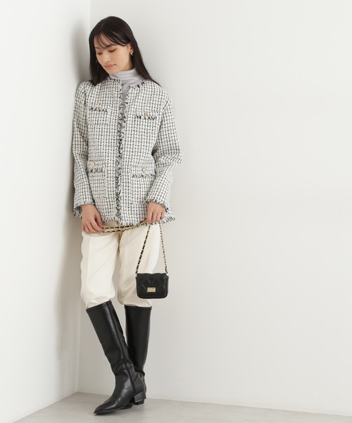 NATURAL BEAUTY BASIC（ナチュラルビューティーベーシック）の「ツィードジャケット（ブルゾン・レディース・ネイビー/ホワイト系その他・MEDIUM/SMALL）」の9枚目の写真