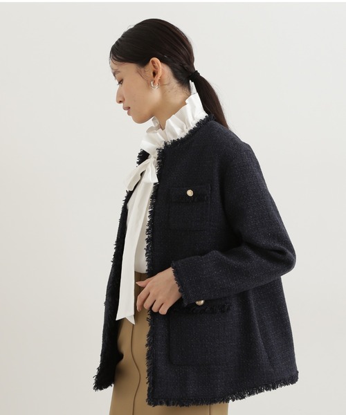 NATURAL BEAUTY BASIC（ナチュラルビューティーベーシック）の「ツィードジャケット（ブルゾン・レディース・ネイビー/ホワイト系その他・MEDIUM/SMALL）」の15枚目の写真