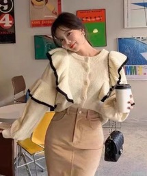 【前後2WAY】フリルニットカーディガン