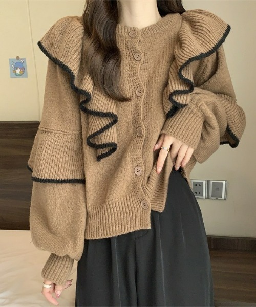 LAC-VERT（ラック・ヴェール）の「【前後2WAY】フリルニットカーディガン（カーディガン/ボレロ・レディース・ホワイト/カーキ/ブラック・FREE）」の16枚目の写真