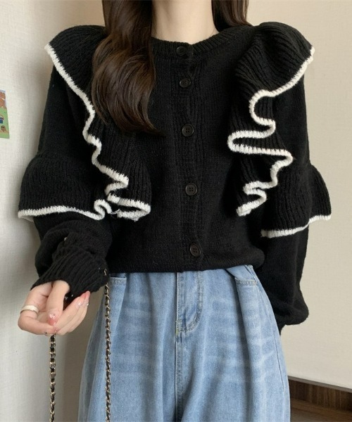 LAC-VERT（ラック・ヴェール）の「【前後2WAY】フリルニットカーディガン（カーディガン/ボレロ・レディース・ホワイト/カーキ/ブラック・FREE）」の17枚目の写真