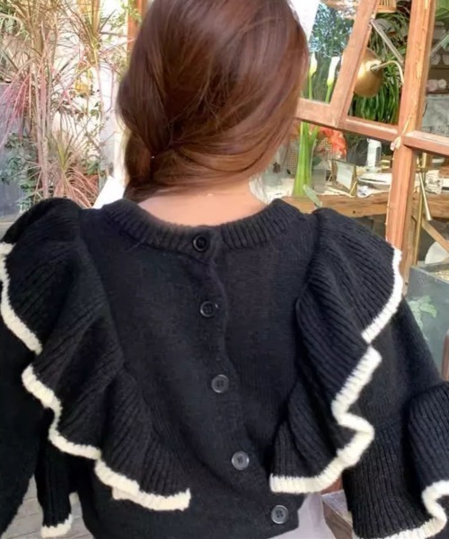 LAC-VERT（ラック・ヴェール）の「【前後2WAY】フリルニットカーディガン（カーディガン/ボレロ・レディース・ホワイト/カーキ/ブラック・FREE）」の20枚目の写真