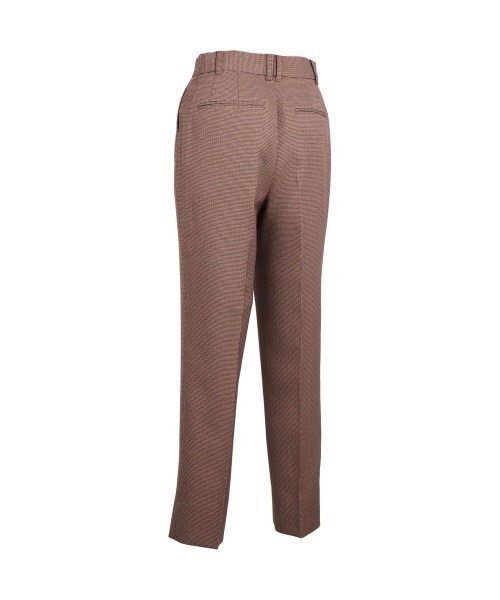 SUIT SELECT（スーツセレクト）の「【洗えるハイウエスト・ゆるテーパードパンツ】ガンクラブチェック（スーツパンツ・レディース・ネイビー系/ブラウン系・LL/L/M/S）」の3枚目の写真