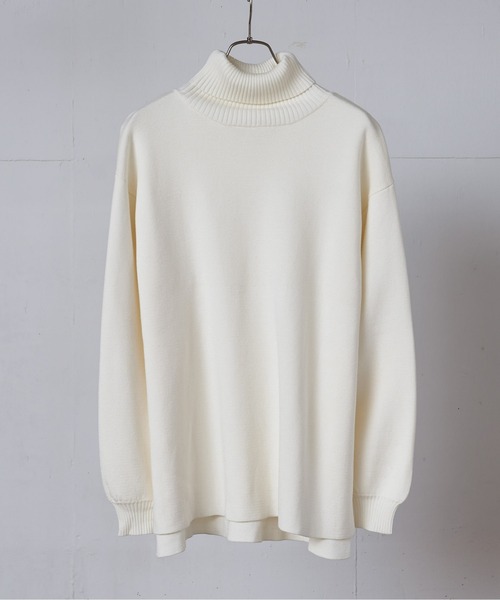 EDEL（エーデル）の「EDEL - ルーズフィットミラノリブタートルネック（ニット/セーター・メンズ・ブラック/ベージュ/ホワイト・MEDIUM/LARGE）」の14枚目の写真