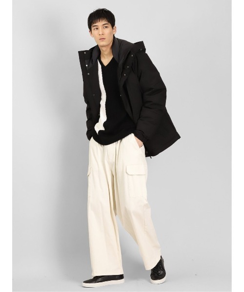 semantic design（セマンティックデザイン）の「【ハンドウォッシャブル】セマンティックデザイン 編地切替 Vネックニット（ニット/セーター・メンズ・ブラック/ホワイト・MEDIUM/LARGE/X-LARGE/S）」の14枚目の写真