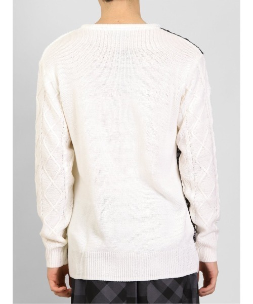 semantic design（セマンティックデザイン）の「【ハンドウォッシャブル】セマンティックデザイン 編地切替 Vネックニット（ニット/セーター・メンズ・ブラック/ホワイト・MEDIUM/LARGE/X-LARGE/S）」の18枚目の写真