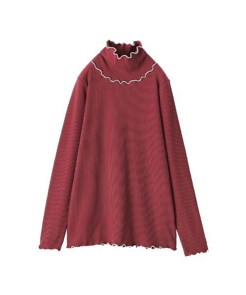 n'OrLABEL（ノアールレーベル）の「『裏起毛配色メローリブタートルネックカットソー』（Tシャツ/カットソー・レディース・チャコール/ブルーグリーン/レッド/ライトグリーン/ベージュ/ブラック/ラベンダー・M/L/LL）」の7枚目の写真