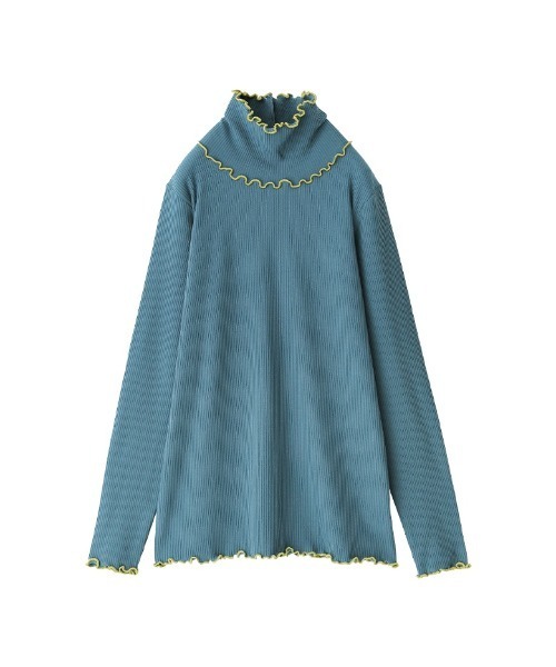 n'OrLABEL（ノアールレーベル）の「『裏起毛配色メローリブタートルネックカットソー』（Tシャツ/カットソー・レディース・チャコール/ブルーグリーン/レッド/ライトグリーン/ベージュ/ブラック/ラベンダー・M/L/LL）」の5枚目の写真