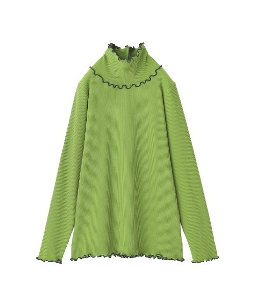 n'OrLABEL（ノアールレーベル）の「『裏起毛配色メローリブタートルネックカットソー』（Tシャツ/カットソー・レディース・チャコール/ブルーグリーン/レッド/ライトグリーン/ベージュ/ブラック/ラベンダー・M/L/LL）」の4枚目の写真