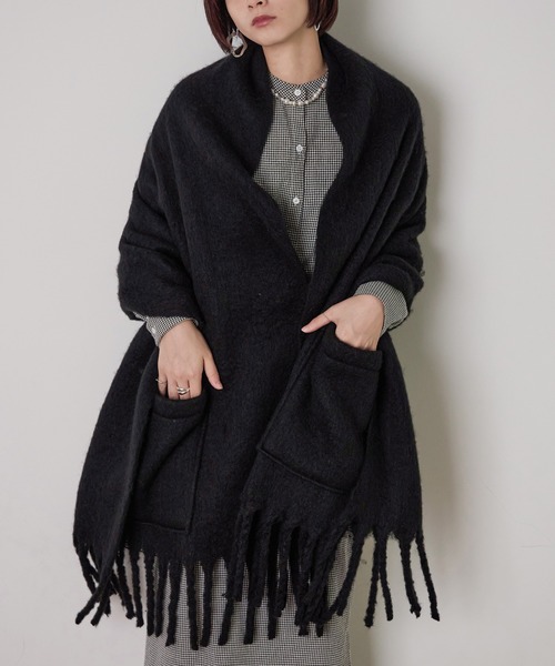 Fashion Letter（ファッションレター）の「2way大判ストール（ストール/ショール・レディース・ブラック/モカ/アイボリー・FREE）」の2枚目の写真