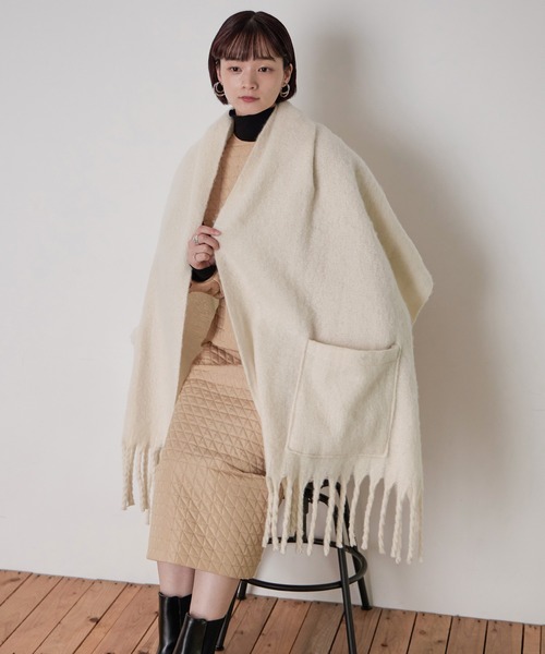 Fashion Letter（ファッションレター）の「2way大判ストール（ストール/ショール・レディース・ブラック/モカ/アイボリー・FREE）」の11枚目の写真