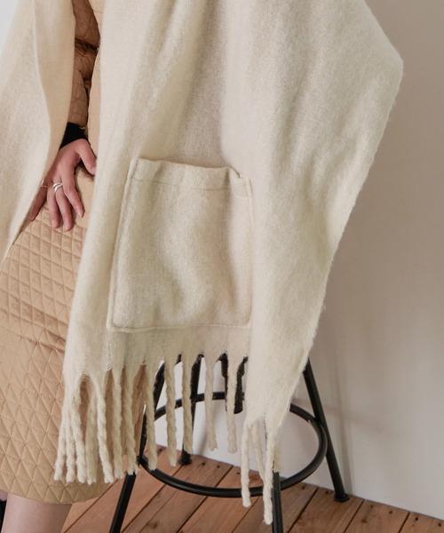 Fashion Letter（ファッションレター）の「2way大判ストール（ストール/ショール・レディース・ブラック/モカ/アイボリー・FREE）」の4枚目の写真