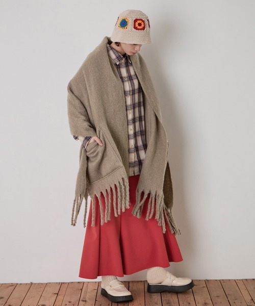 Fashion Letter（ファッションレター）の「2way大判ストール（ストール/ショール・レディース・ブラック/モカ/アイボリー・FREE）」の8枚目の写真