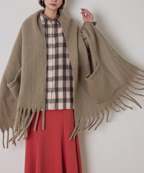 Fashion Letter（ファッションレター）の「2way大判ストール（ストール/ショール・レディース・ブラック/モカ/アイボリー・FREE）」の21枚目の写真