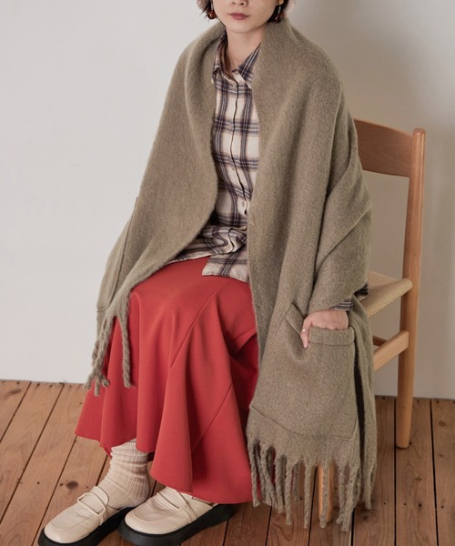 Fashion Letter（ファッションレター）の「2way大判ストール（ストール/ショール・レディース・ブラック/モカ/アイボリー・FREE）」の18枚目の写真