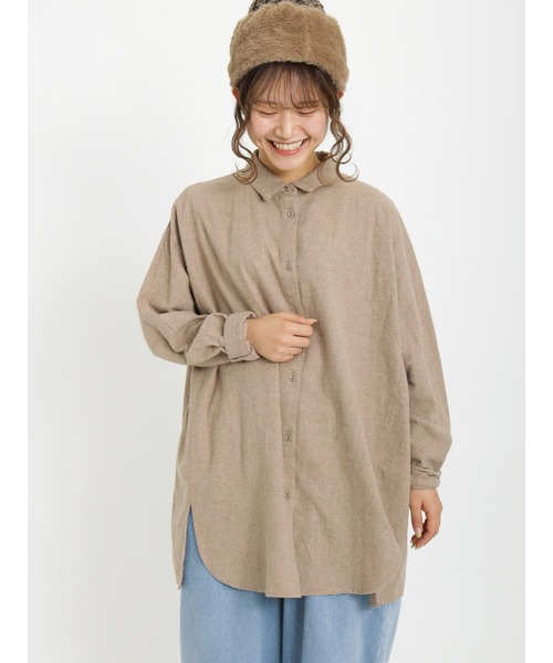 Samansa Mos2(サマンサ モスモス)の「ビッグシャツチュニック(チュニック・レディース・ブラック/ブルー/グレー/モカ/チャコール・フリ-)」の5枚目の写真