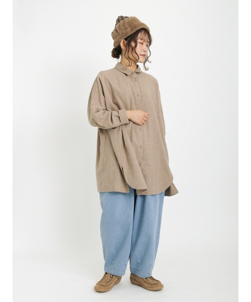 Samansa Mos2(サマンサ モスモス)の「ビッグシャツチュニック(チュニック・レディース・ブラック/ブルー/グレー/モカ/チャコール・フリ-)」の9枚目の写真