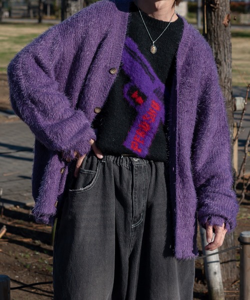 Perushu（ペルーシュ）の「ダメージシャギーカーディガン（カーディガン/ボレロ・メンズ・ブラウン/ブラック/ベージュ/オレンジ/パープル・MEDIUM/LARGE）」の22枚目の写真